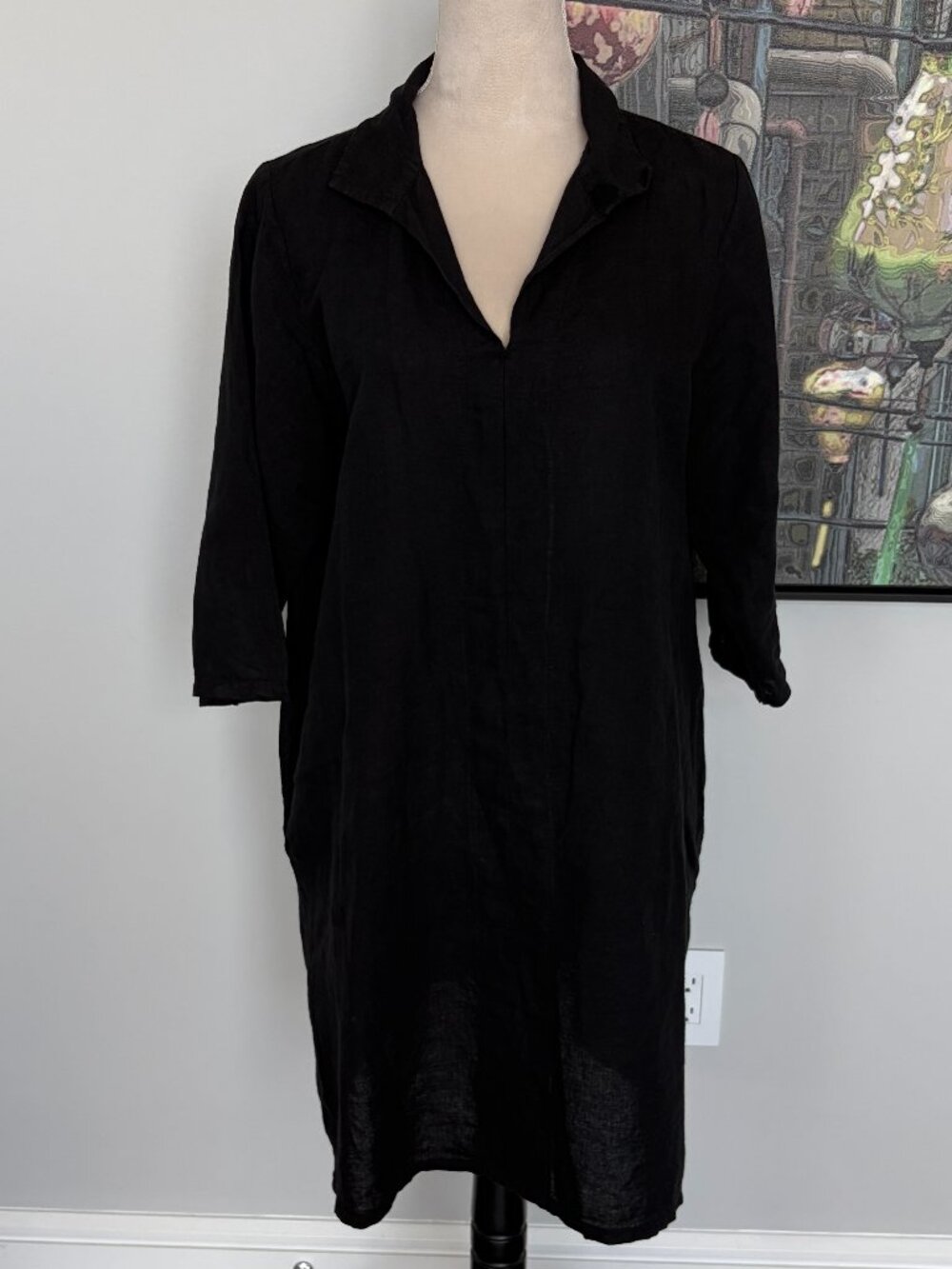 Terzo Millennio Black Linen Blend Tunic Dress L